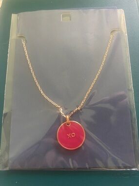 Old Navy Gold-Tone Necklace with Pink XO Pendant